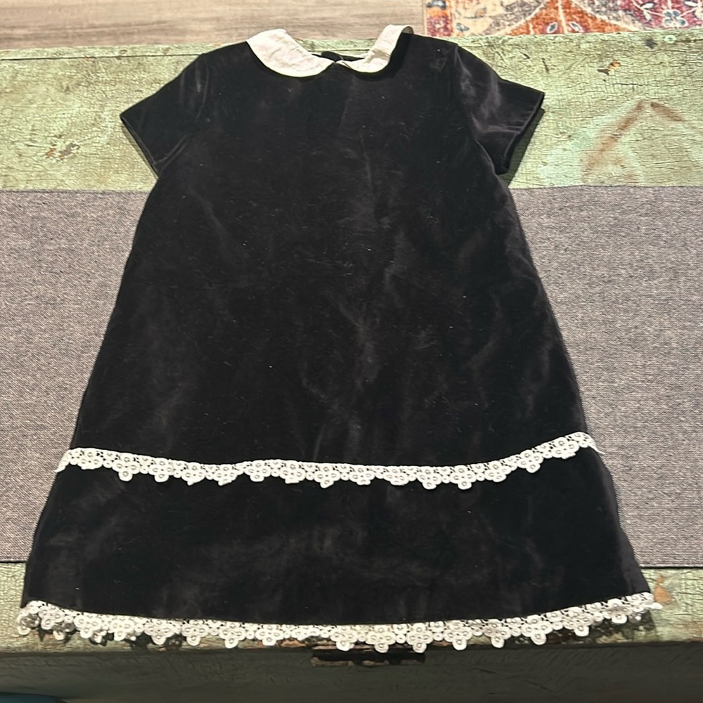 Luli & Me Black Velvet Little Girls Holiday Dress Lace Accents 24 months